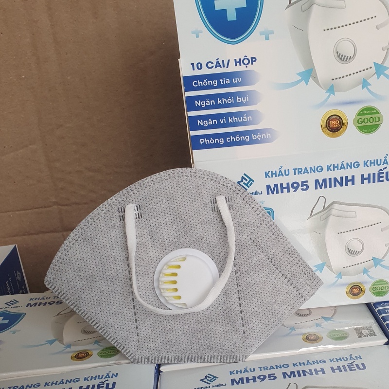 Hộp 10 chiếc Khẩu trang N95 có van Tuấn Minh- Khẩu trang y tế N95 có van thở 5 lớp-Chính hãng Cty Tuấn Minh