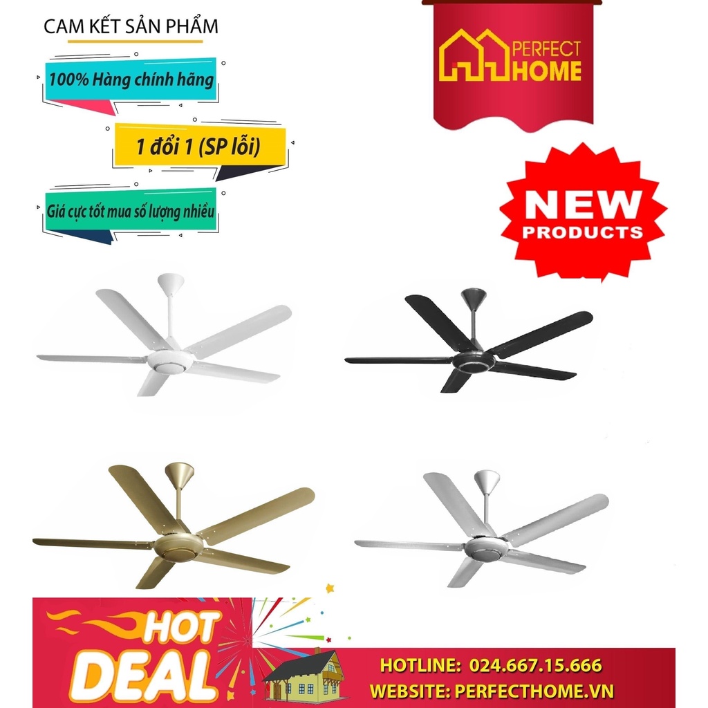 BÃO SALE {Hàng chính hãng} Quạt trần cao cấp Asia QT06-T-01 , QT06-Đ-01 , QT06-B-01 , QT06-V-01 Công suất 80W