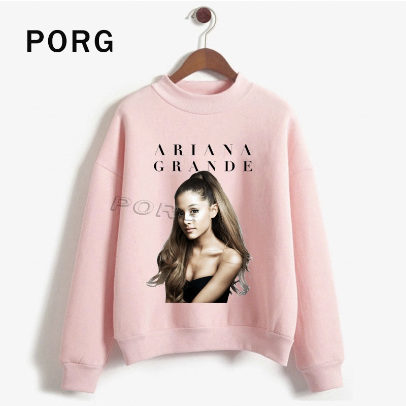 Áo Hoodie Tay Dài Cổ Tròn In Hình Ariana Grande Thời Trang Harajuku 2019 Cho Nữ