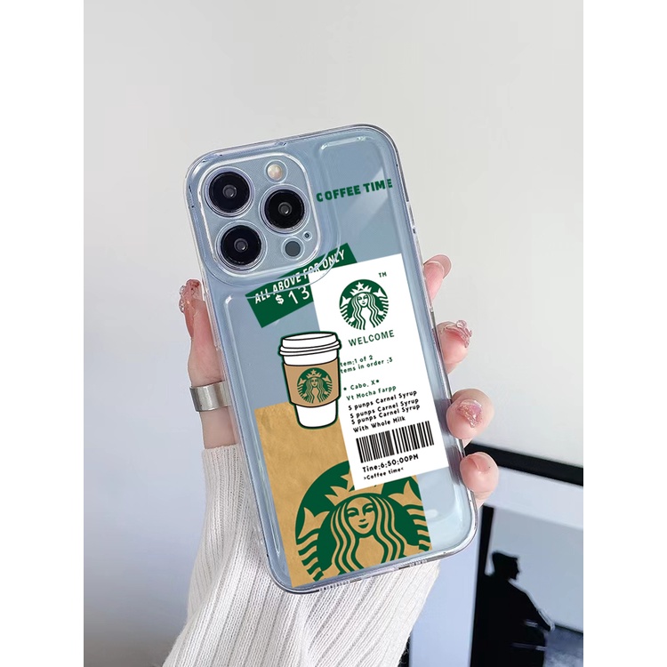 Ốp Điện Thoại TPU Gel Đệm Khí Hình Starbucks Cho iPhone 13 Pro Max 14 12 iPhone 11 XR 8 7 SE 2022