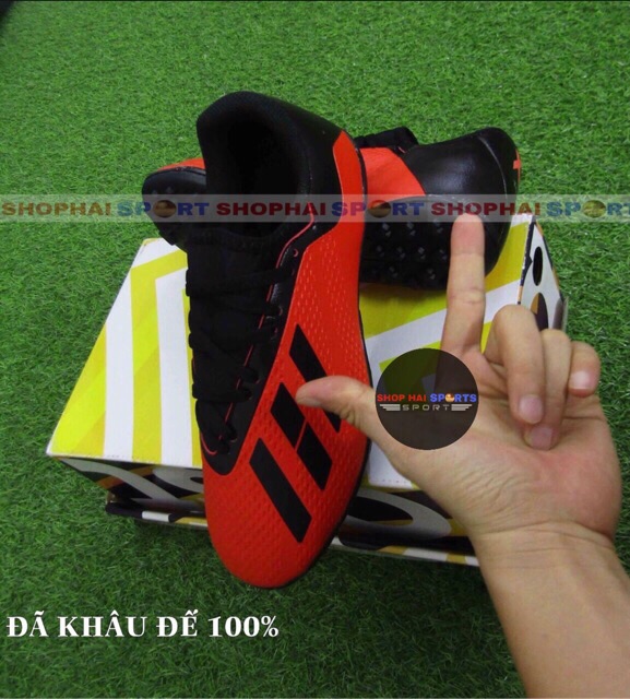 Giày đá bóng sân cỏ nhân tạo X18 -Khâu đế 100% -Tặng tất -Đế cao su siêu bền