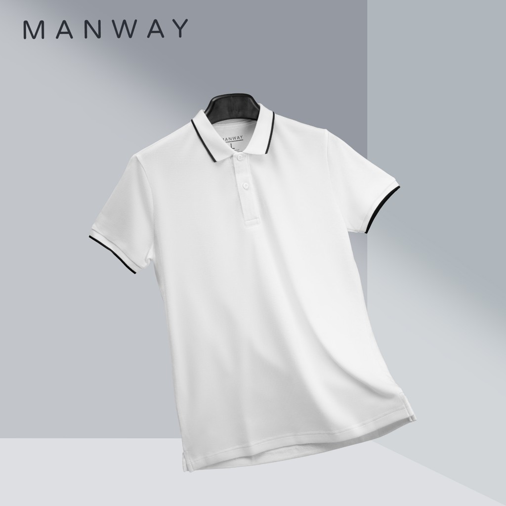 Áo thun nam có cổ Polo Cotton 240 gsm ComfortMax 1.0 Regularfit  phối viền đen dày dặn lịch sự thoáng mát - MANWAY | BigBuy360 - bigbuy360.vn