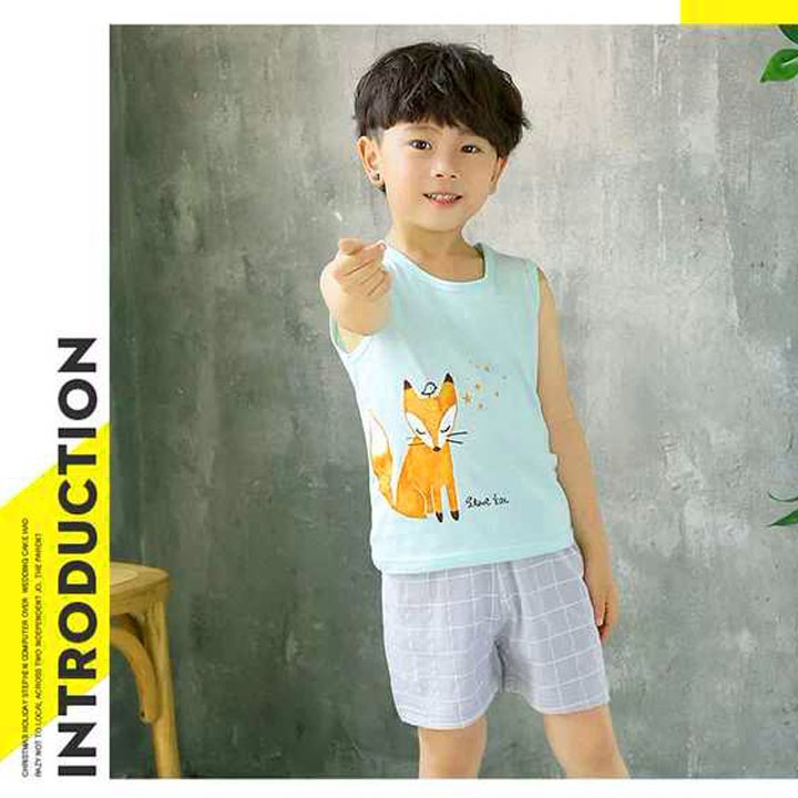 Đồ bộ cotton sát nách cho bé 4-10 tuổi hình cáo đáng yêu BBShine – DN009