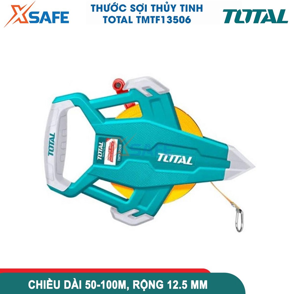Thước dây sợi thủy tinh TOTAL 50-100m, dây cuốn bề rộng, lá thước 12.5mm, đo lường, đo đạc chính xác trong xây dựng