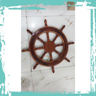 Mô Hình Bánh Lái Tàu Thủy Bằng Gỗ Đường Kính_45cm_cả tay cầm 60cm.