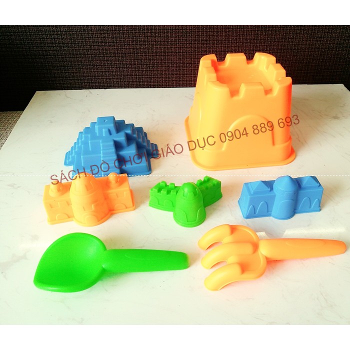 Đồ chơi đi kèm với cát Kinetic Sand wabafun, Set 23: 7 món đồ chơi cát dày đẹp