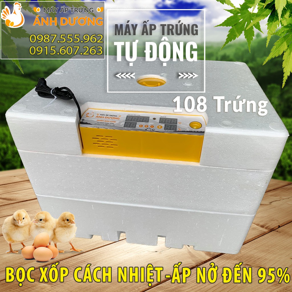 [Hàng Chính Hãng] Máy ấp trứng  Ánh Dương A100 tự động 108, 2 tầng khay đảo nhựa - Lắp ráp hoàn thiện về dùng ngay