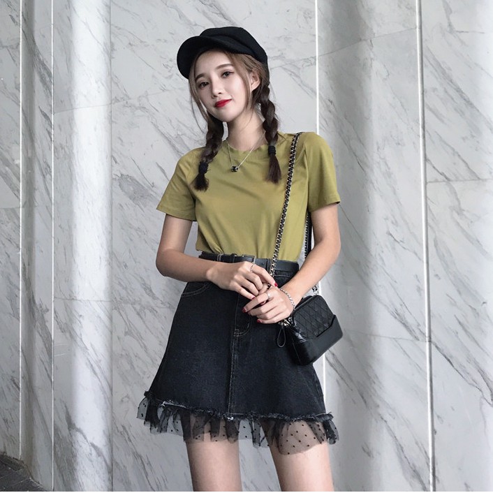 Chân váy jean chữ a mini Emilyshop