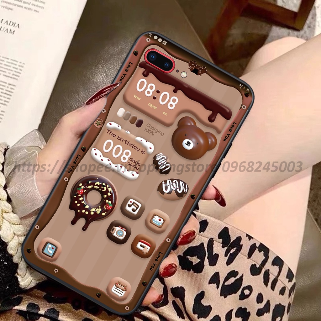 Ốp lưng Iphone 7 / 8 / 7 Plus / 8 Plus in hình 3D gấu cute xinh xắn cạnh viền vuông bảo vệ camera