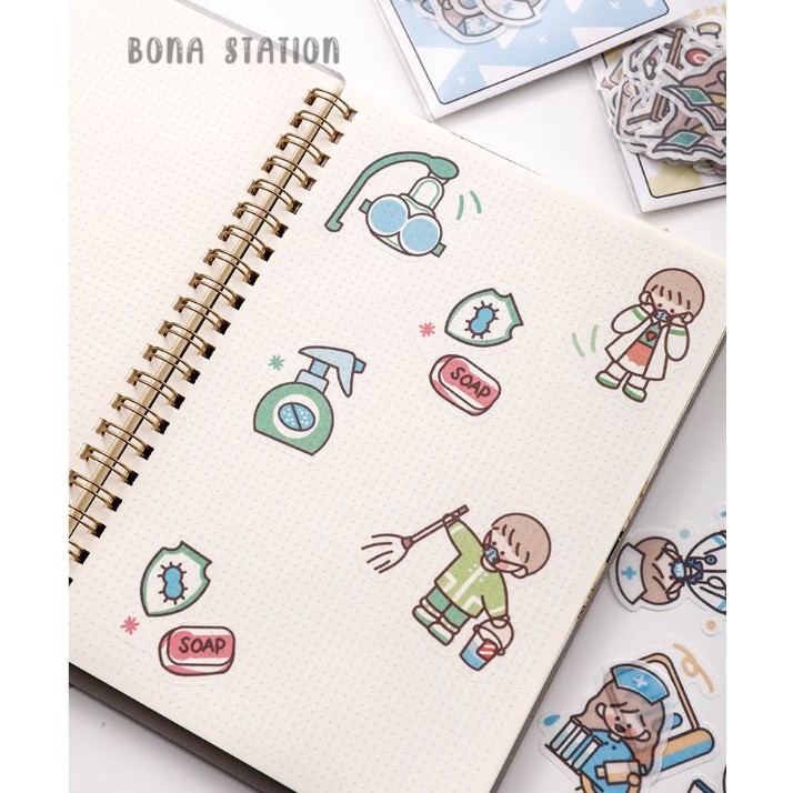 Bộ 40 sticker hình dán trang trí Cặp đôi chống dịch | BSB048