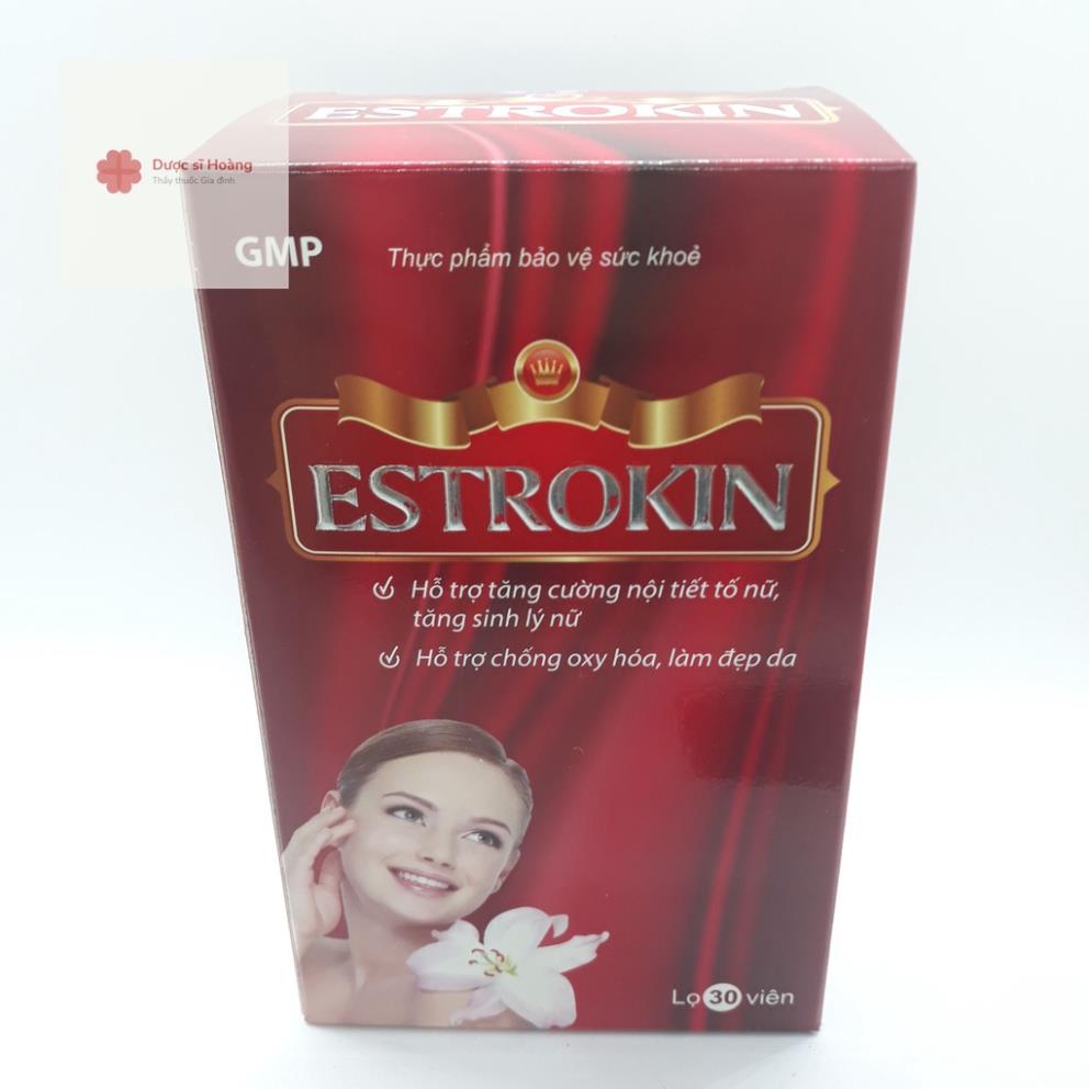 [CHÍNH HÃNG] Estrokin - Hỗ trợ Cân bằng nội tiết tố, sinh lý nữ - Lọ 30 viên từ Estrogen, vitamin E, Glutathione và coll