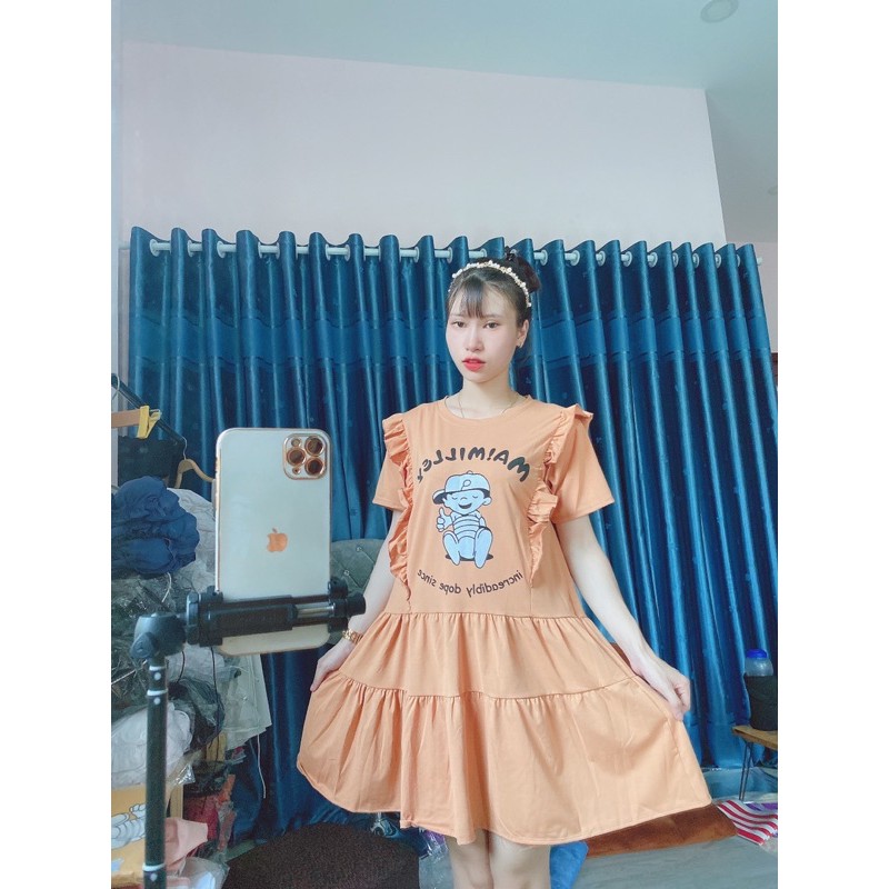 váy baby doll hoạ tiết em bé