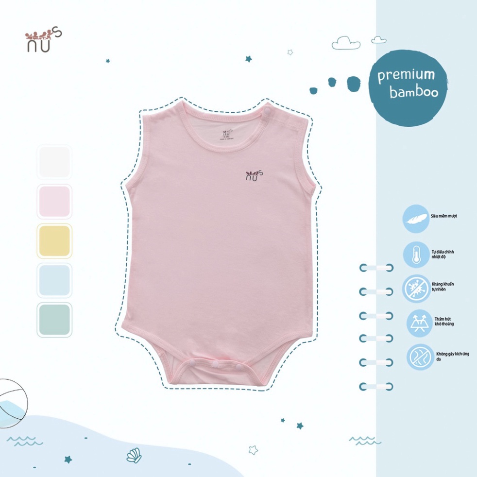Bộ Body Chip Sát Nách Chất Vải Sợi Tre Nhà NUS Dành Cho Bé Sơ Sinh Đến 12 Tháng