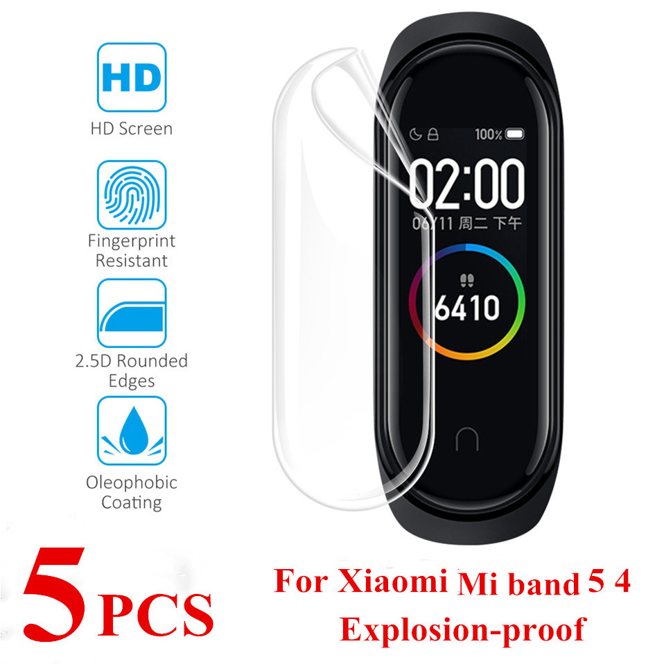 Bộ 1 / 2 / 5 Kính Cường Lực Bảo Vệ Màn Hình Mạnh Mẽ Cho Xiaomi Mi Band 5 4 3