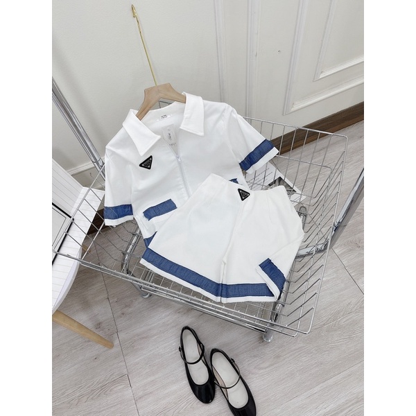 Set bộ nữ sang chảnh áo croptop phối quần viền chất cực đẹp