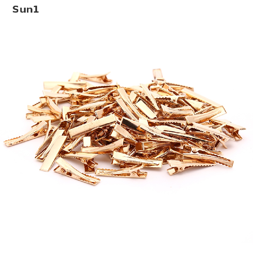 Set 1 &gt; 100 Kẹp Tóc Cá Sấu Kim Loại Màu Vàng KC DIY