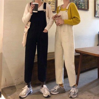Yếm Quần Kaki Kem Dài Form Rộng - leda