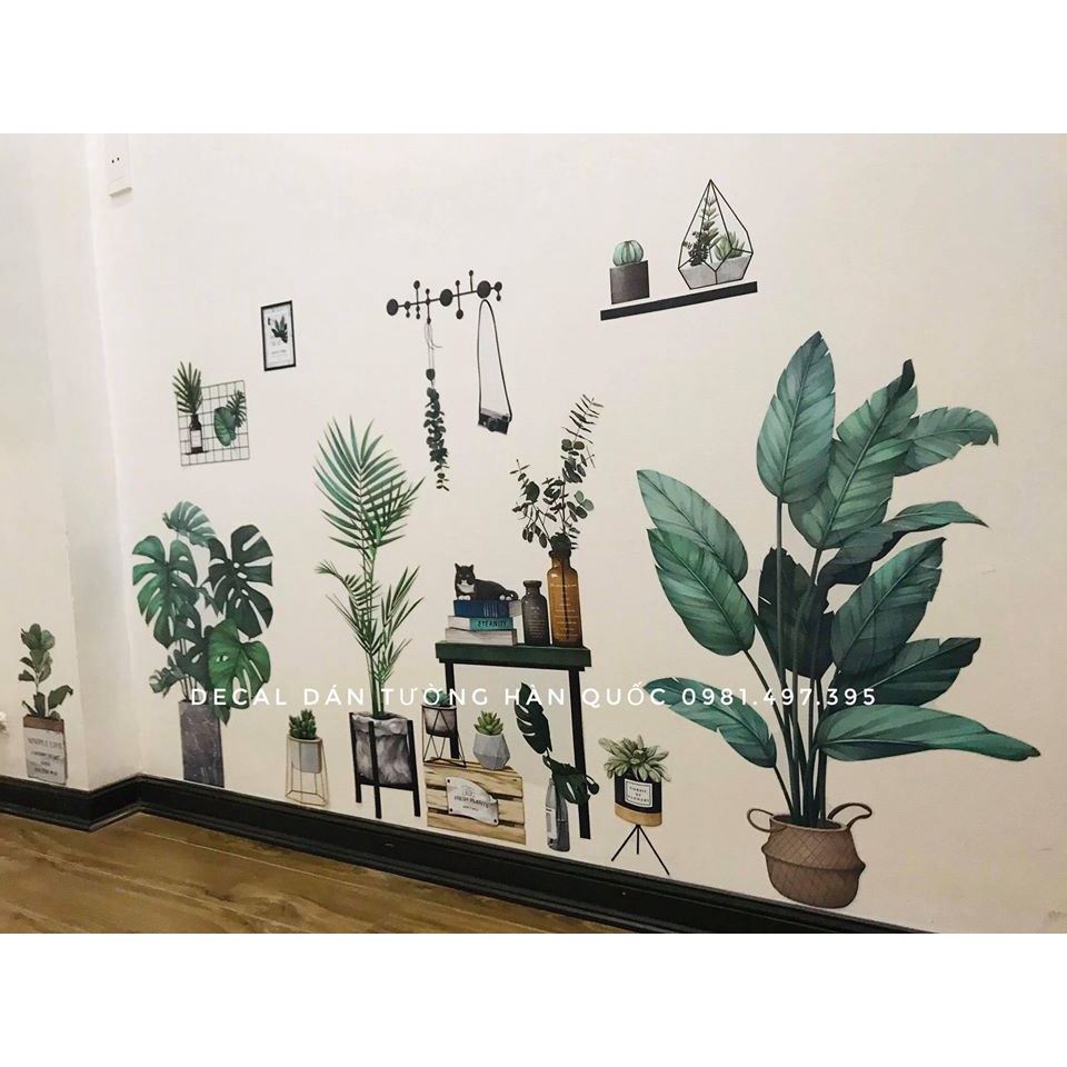 Decal dán tường  phong cách thiên nhiên tươi mát, trang trí phòng ngủ, phòng khách