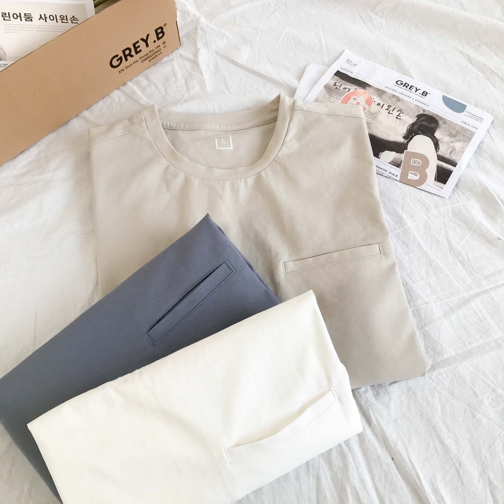 Áo Thun Tay Ngắn DaizMen Blank Trơn Basic Có Túi Giả 100% Cotton Thoáng Mát