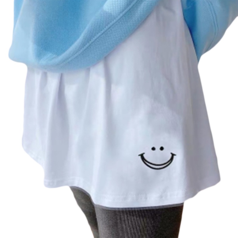Chân Váy Chữ A Xếp Ly Mini Xếp Ly Thêu Hình Trái Tim Mặt Cười Dễ Thương Có Thể Tháo Rời Cho Nữ