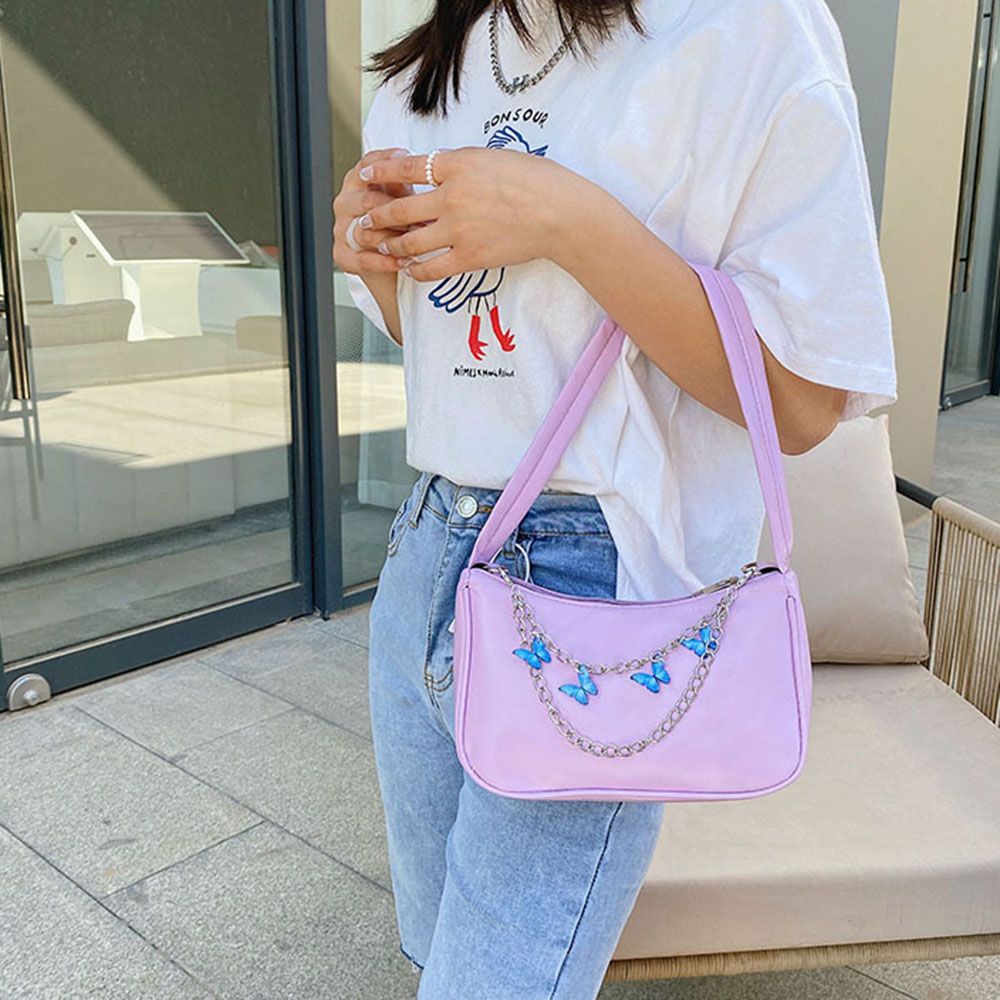 Túi Đeo Vai Da PU Họa Tiết Bướm Dập Nổi Nhiều Màu Sắc Đa Năng Cho Nữ