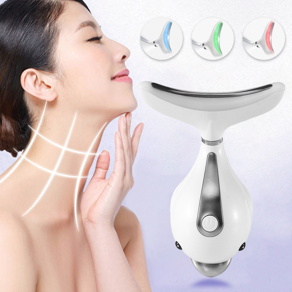 Máy mát xa da mặt bằng nhiệt SALORIE D00202 loại bỏ nếp nhăn nâng cơ da mặt và cổ có đèn LED 3 màu sắc