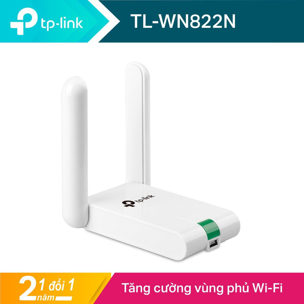 TP-Link N 300Mbps USB kết nối Wi-Fi Độ lợi cao- TL-WN822N - Hàng Chính Hãng