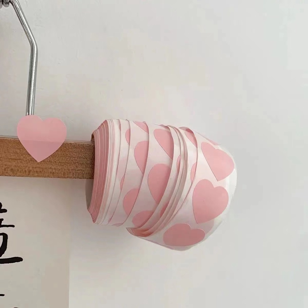 Cuộn 500 Miếng Dán Tự Dính Hình Trái Tim Nhiều Màu Sắc Dùng Trang Trí Tiện Dụng