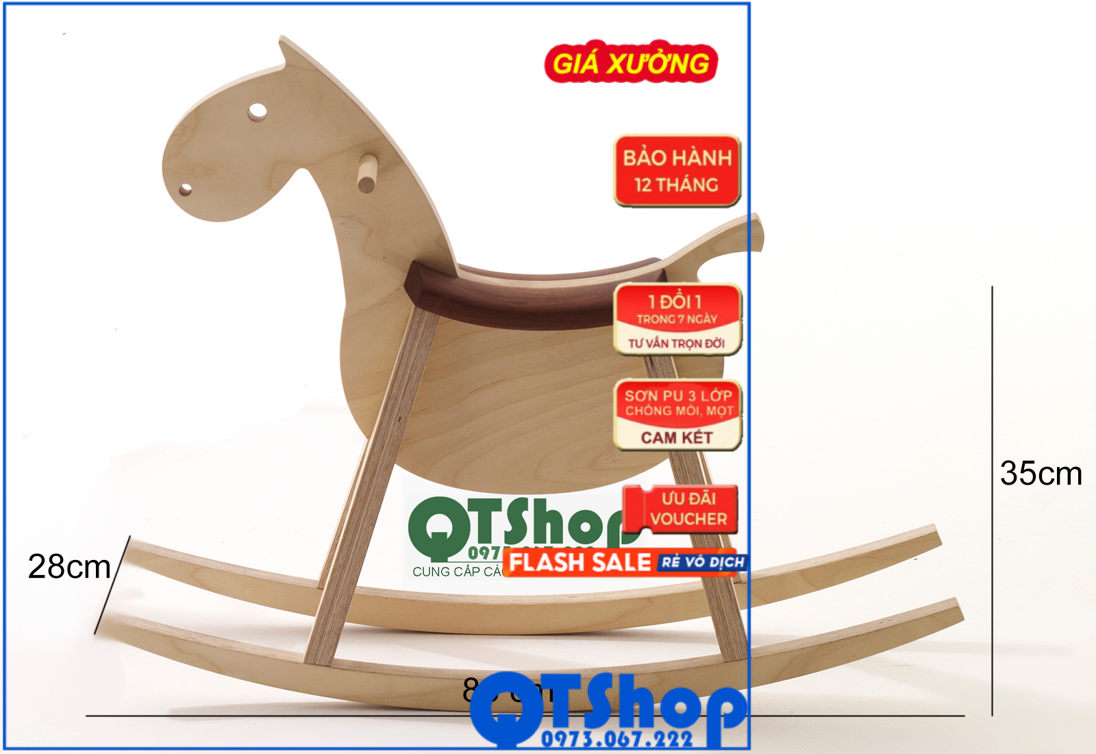 Ngựa gỗ bập bênh thiết kế độc -QTShop