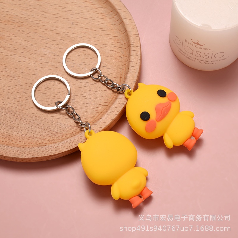(Butgiasi) Móc khóa vịt vàng đứng nghiêm dễ thương