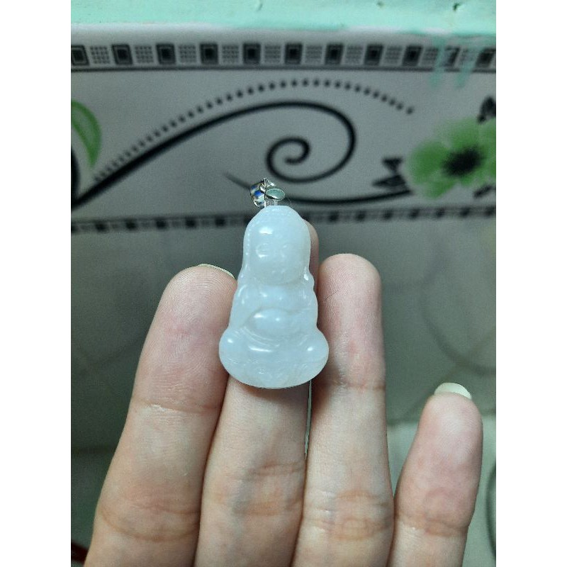 Mặt dây chuyền tiểu a di đà cam_thach trắng