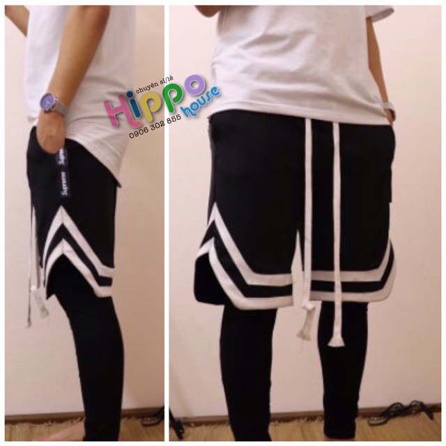 Short unisex 2 viền double v trắng ( short 2v)- hình thật khách feedback | BigBuy360 - bigbuy360.vn