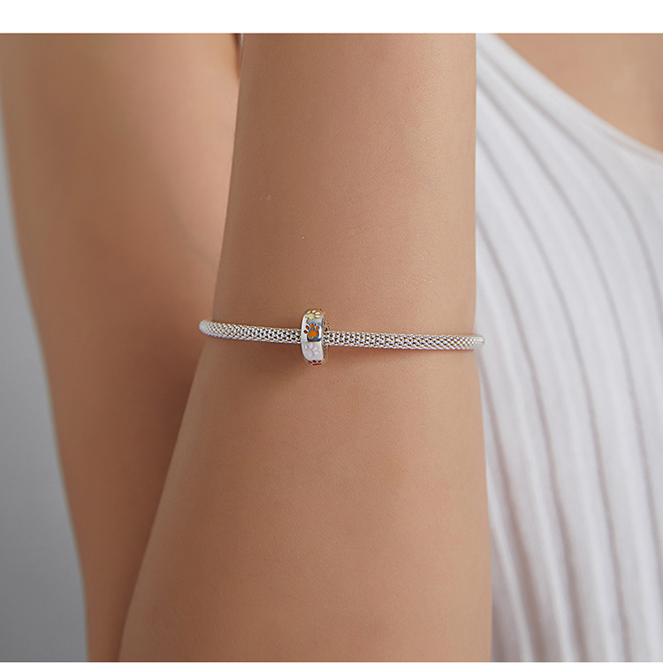 Mặt xỏ vòng tay Bamoer SCC1850 bằng bạc sterling 925 họa tiết bàn chân nhiều màu thời trang DIY