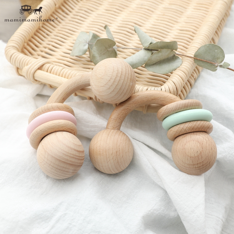 Đồ chơi gặm nướu Mamimamihome chất liệu gỗ an toàn cho bé