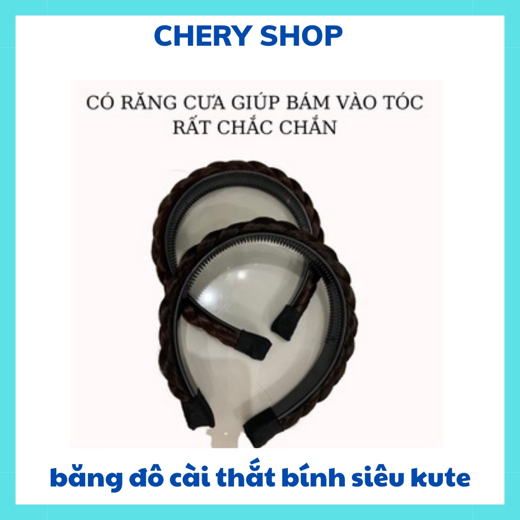 Băng đô tết tóc bính phồng, cài làm bằng tóc giả , phụ kiện cao cấp