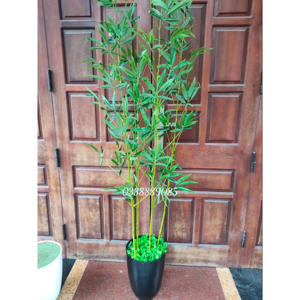 Cây giả - chậu trúc (tre) quân tử decor siêu đẹp (ảnh thật) - HÀNG CAO CẤP NHIỀU LÁ XANH NON