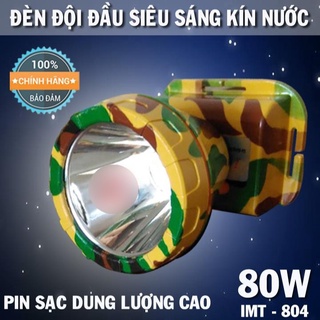Đèn pin đội đầu Led siêu sáng 80W kín nước màu rằn ri vàng