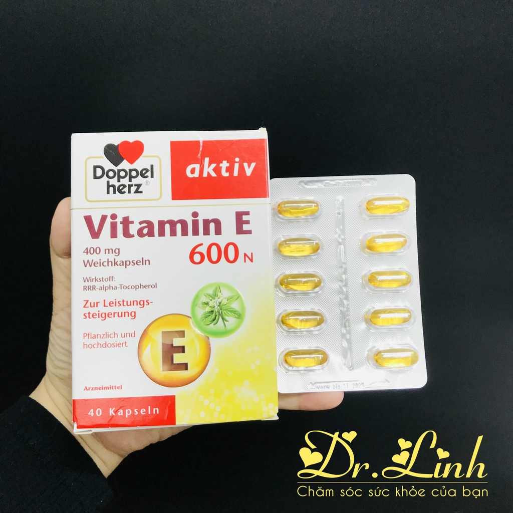 Viên uống Doppelherz Aktiv Vitamin E 600N của Đức, 40 viên -Nội địa Đức Đủ Bill [Hot]