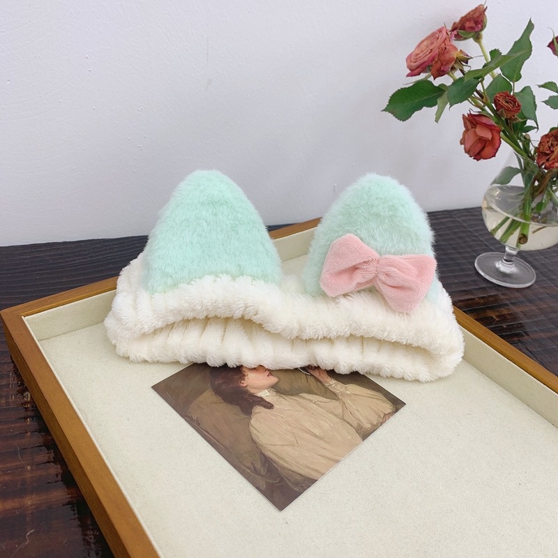 Băng Đô Cài Tóc Rửa Mặt Co Giãn Bản Rộng Bằng Vải Lông Hình Bướm Dễ Thương Phong Cách Hàn Quốc Cho Nữ