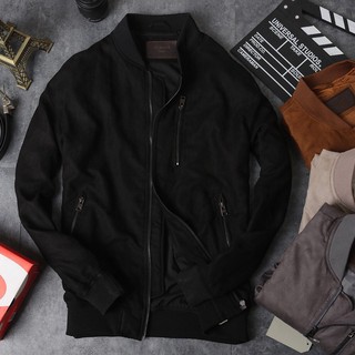 [ẢNH THẬT] [FREESHIP] Áo khoác Bomber da lộn phối zip