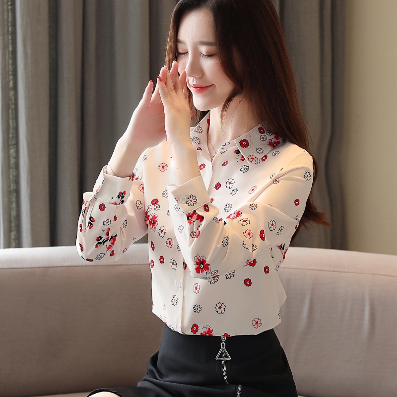 Áo Sơ Mi Chiffon Tay Dài Màu Trắng Thời Trang Công Sở Hàn Quốc 2019 Cho Nữ