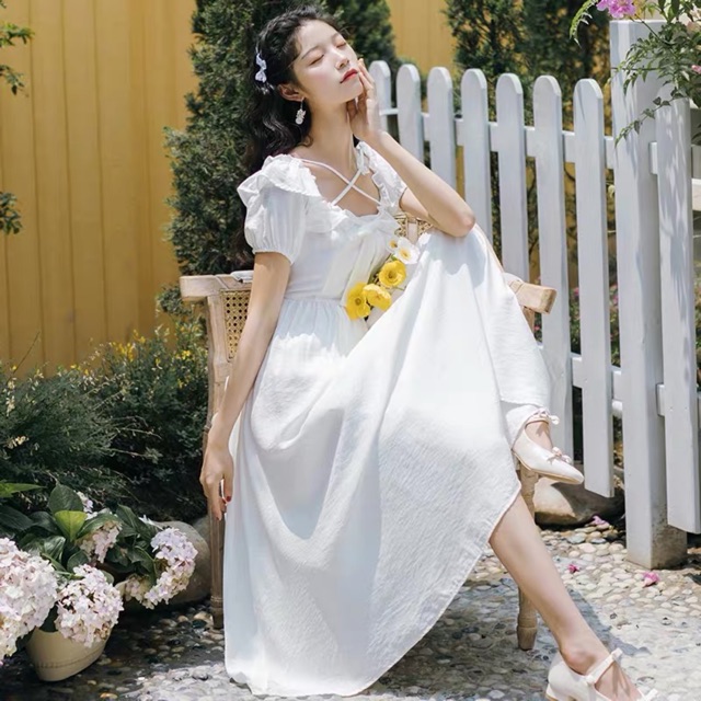 Đầm Công Chúa Cổ Tích Thắt Dây Chéo Đính Bướm kèm ảnh thật🌨✨ | BigBuy360 - bigbuy360.vn