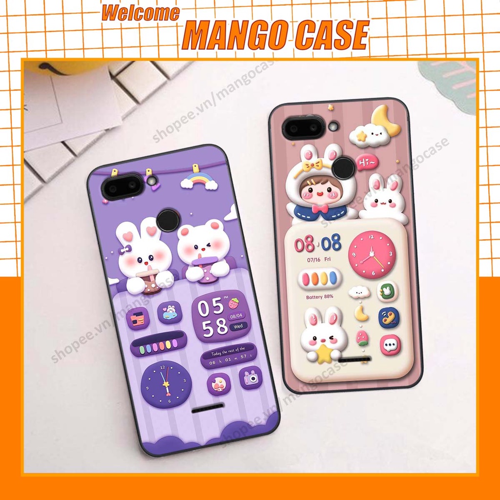 Ốp lưng Xiaomi Redmi 6 hình gấu, thỏ, đồng hồ cute dễ thương