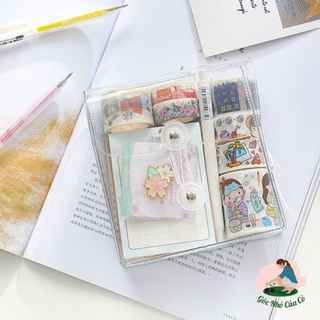 Túi trong suốt đựng bút, sổ tay ,mỹ phẩm và đồ dùng cá nhân không ngấm nước có nắp gài kích thước 14*16*4cm H0053