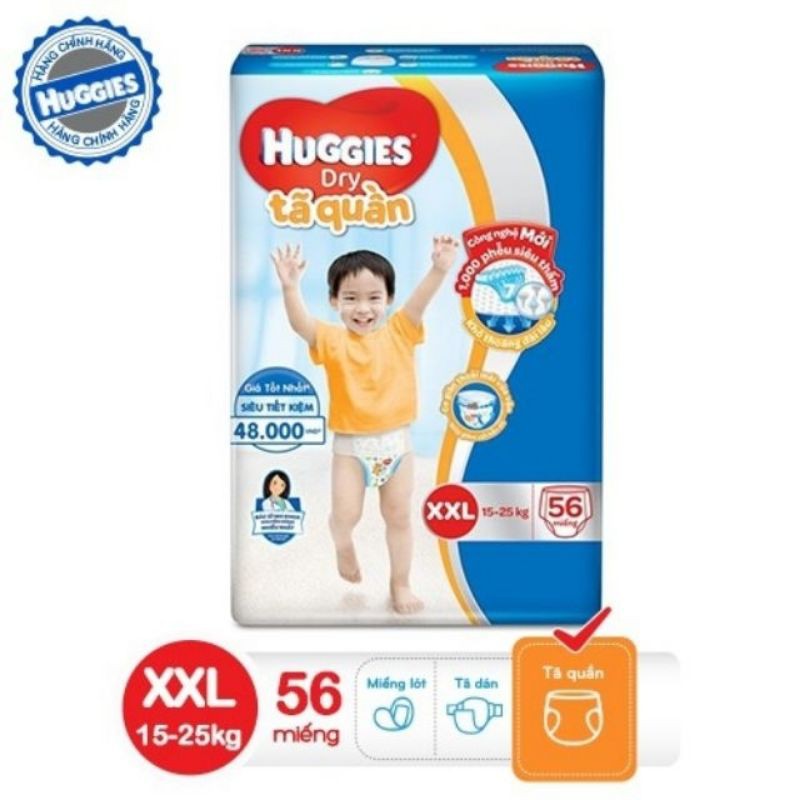 Tã quần Huggies XXL 56 miếng cho bé trên 15 kg