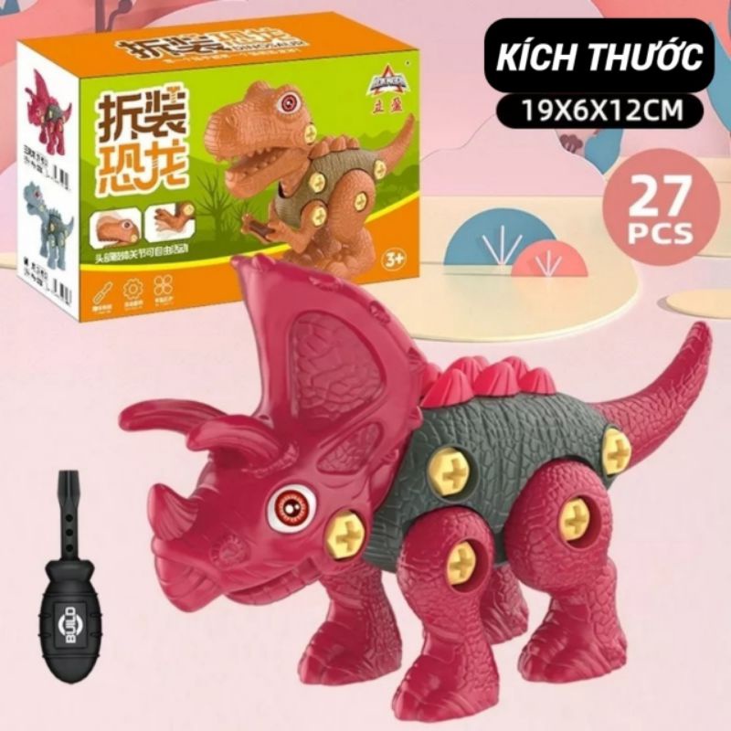 Đồ Chơi Khủng Long Lắp Ráp Có Tua Vít Tháo Lắp Bằng Nhựa ABS