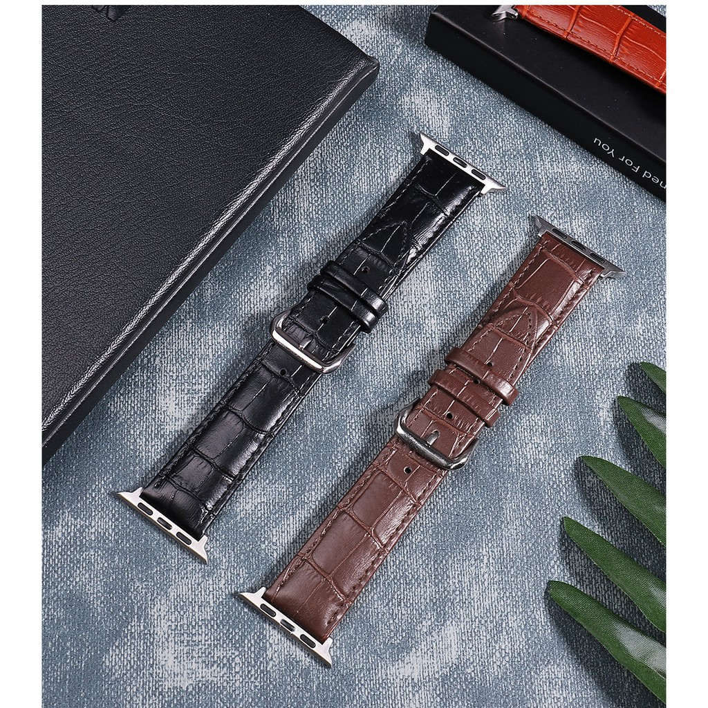 Dây da đồng hồ thời trang Apple Watch cao cấp vân cá sấu PKHRAPS001
