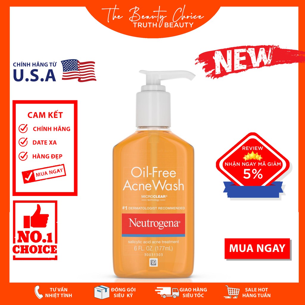 Sữa rửa mặt Neutrogena Oil Free Acne Wash (177mL)