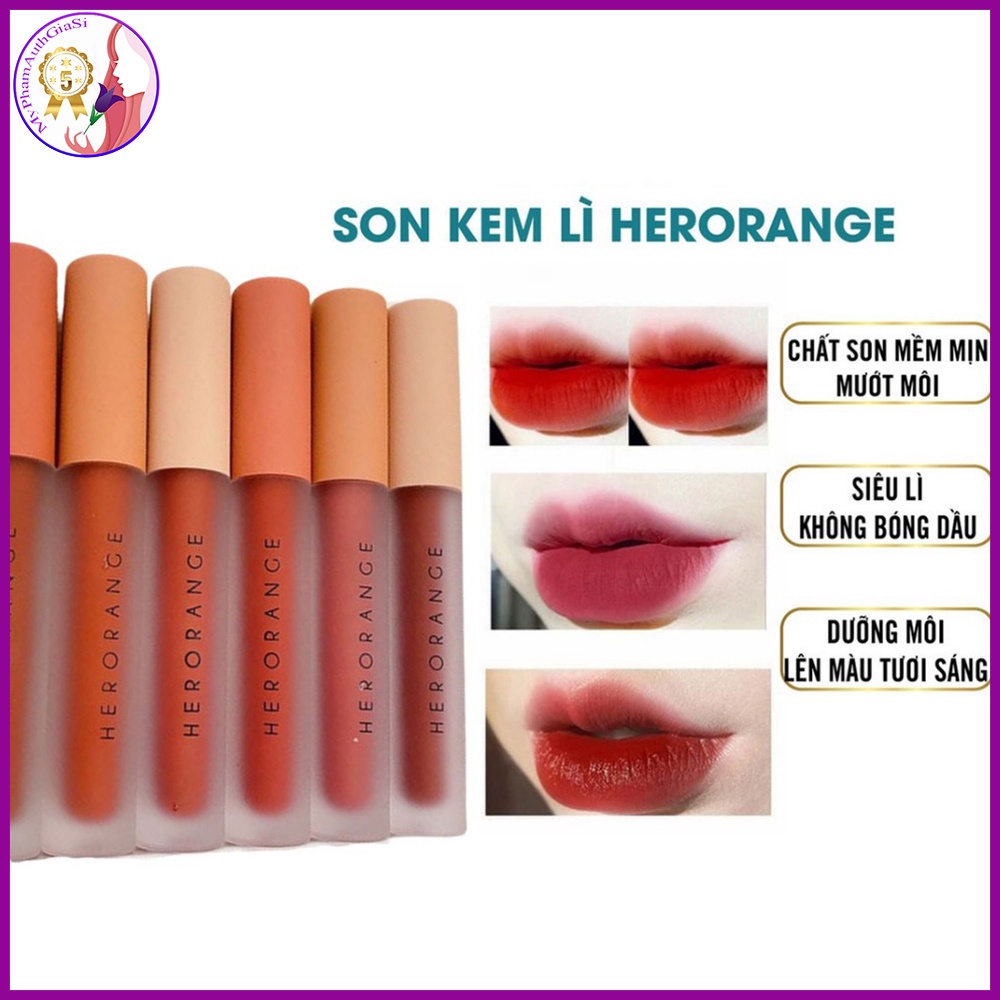 Son kem lì herorange siêu xinh mềm - mịn mượt - lâu trôi - an toàn fluffy lip glaze set 3 cây - set a &amp; b - hàng auth