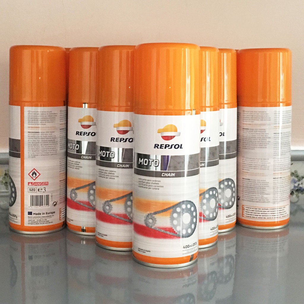 Chai Xịt Dưỡng Sên, Bôi Trơn Sên Xe Máy Repsol Moto Chain Lube 400ml